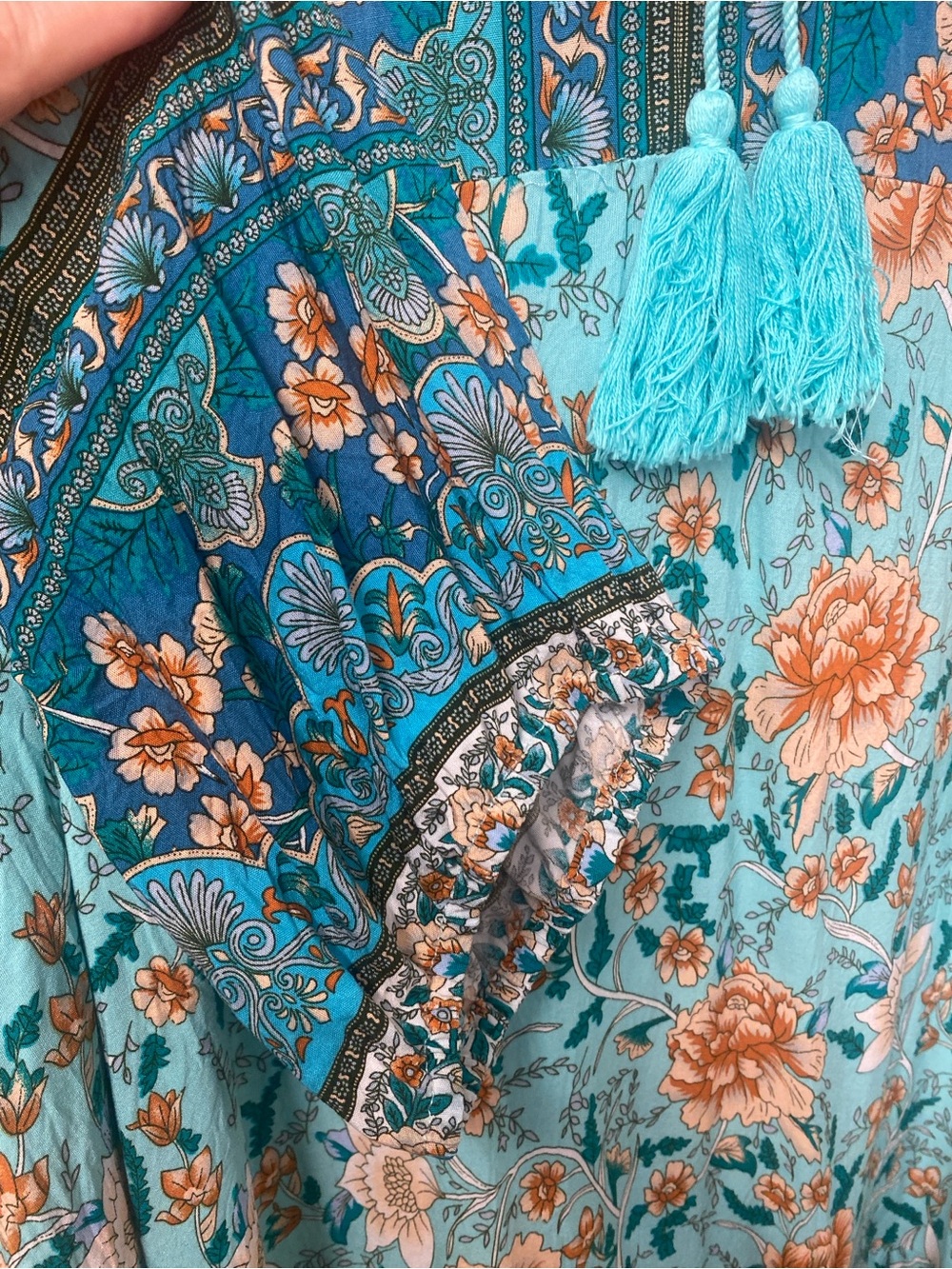 BloomChic Teal & Navy Boho Midi Dress - Picture 4 of 7